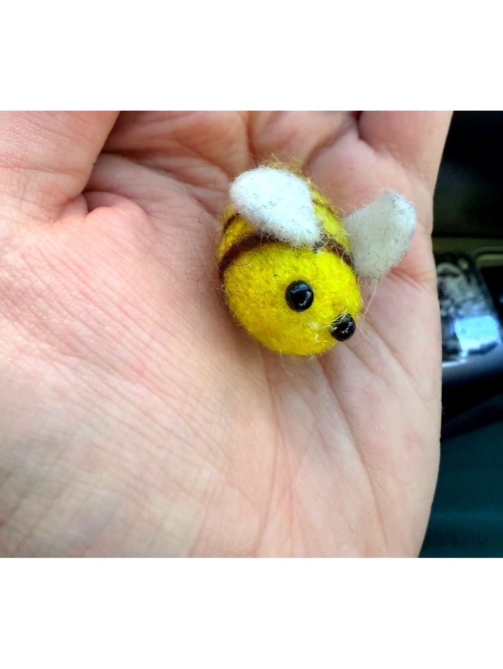 Handmade miniature felt bee super tiny cute yellow wings